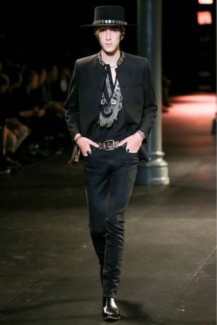 saint laurent paris ビーズ刺繍スタンドカラージャケット