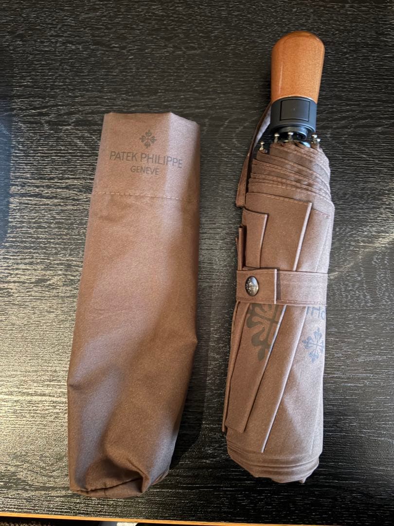 PATEK PHILIPPE 折りたたみ傘 ブラウン　新品 Patek Philippe Original Brown Wood Umbrella - Regenschirm - for