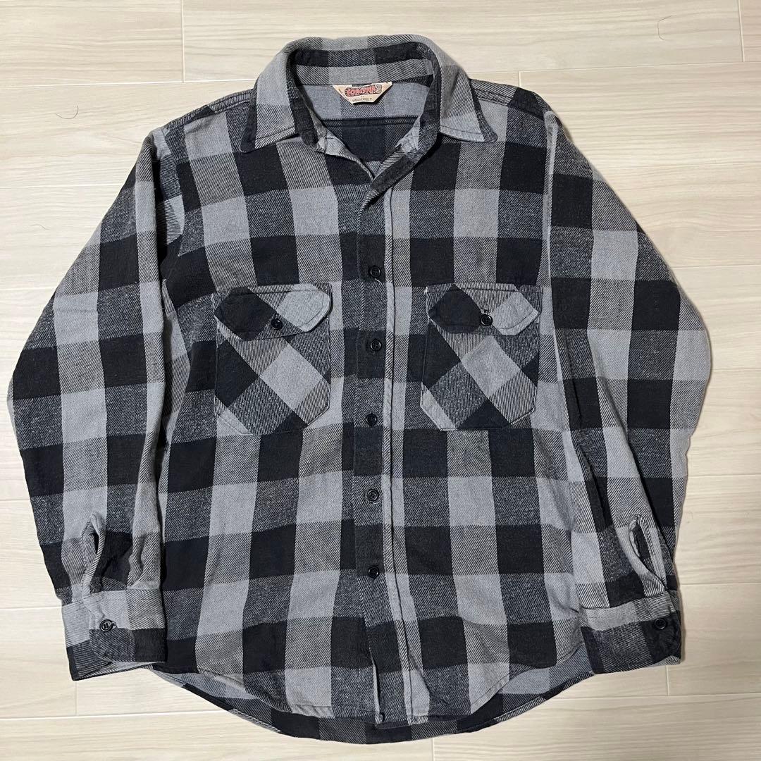 FORESTER ネルシャツ グレー/ブラックチェック ビッグシルエットブラックチェックネルシャツ ／ big silhouette black