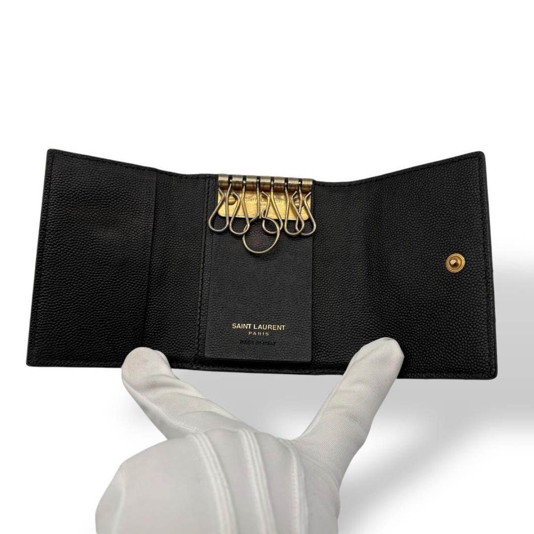美品 イヴサンローラン YSL 6連キーケース キャビアスキン