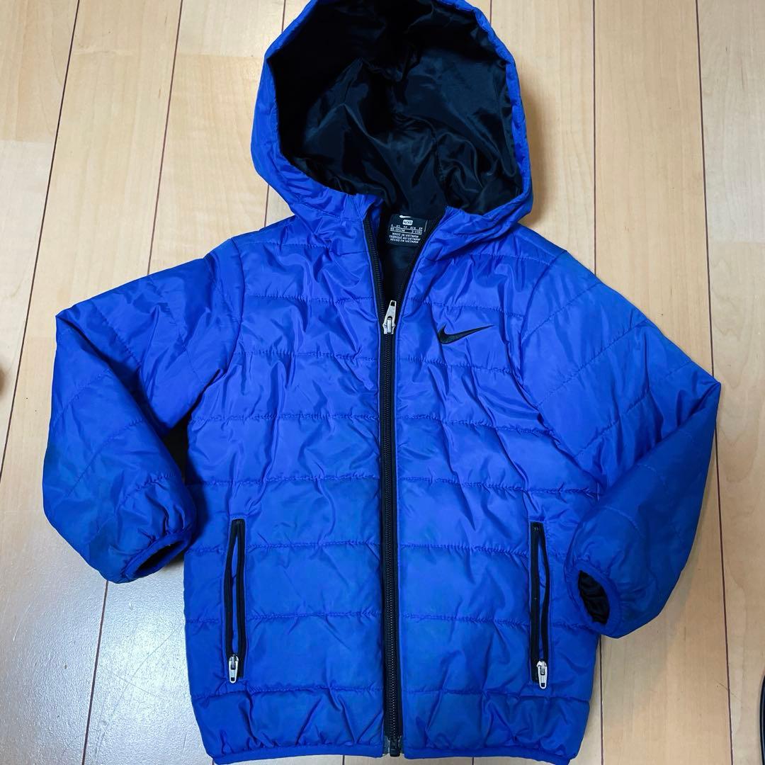 Nike フード付きダウンコート 4/XS 青 キッズ - メルカリ
