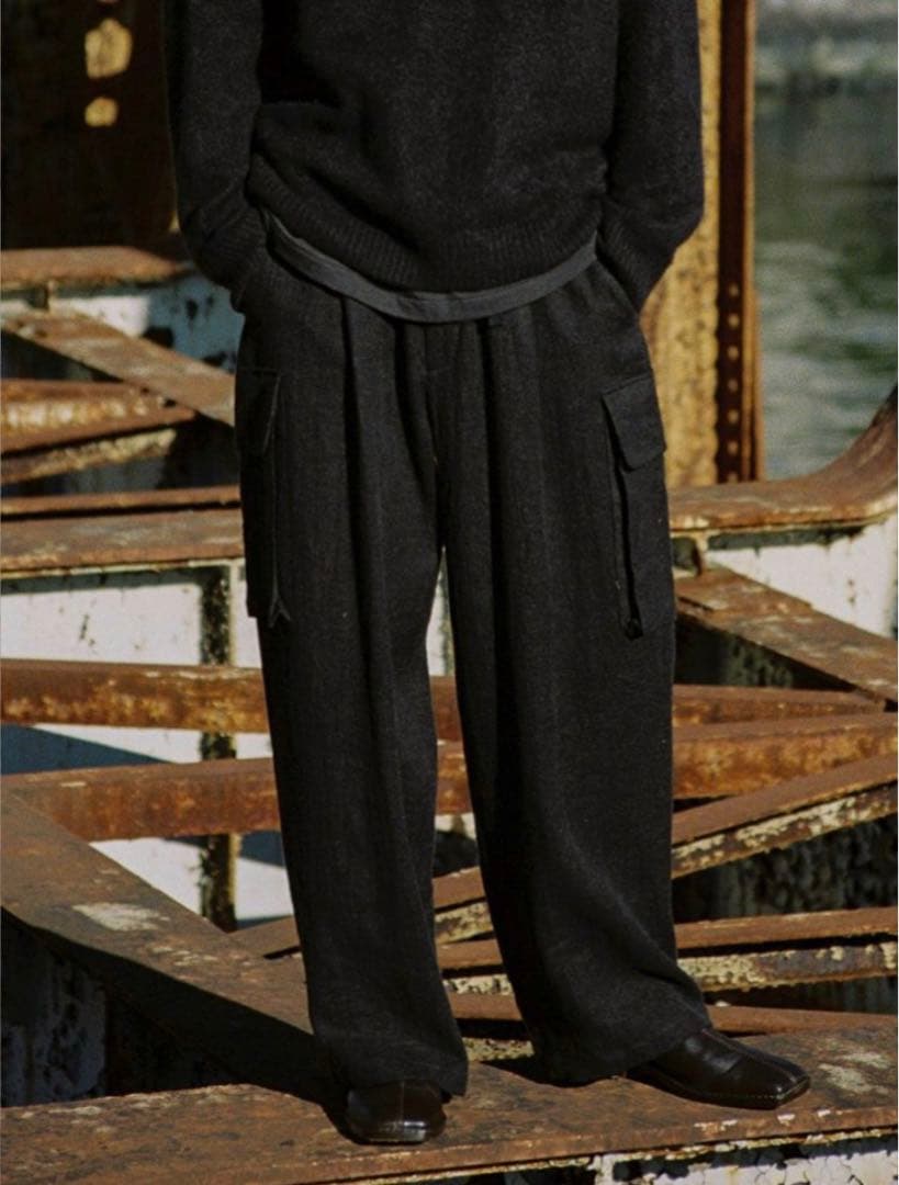 LIDNM LINEN WOOL FATIGUE PANTS サイズS - パンツファッション 通販
