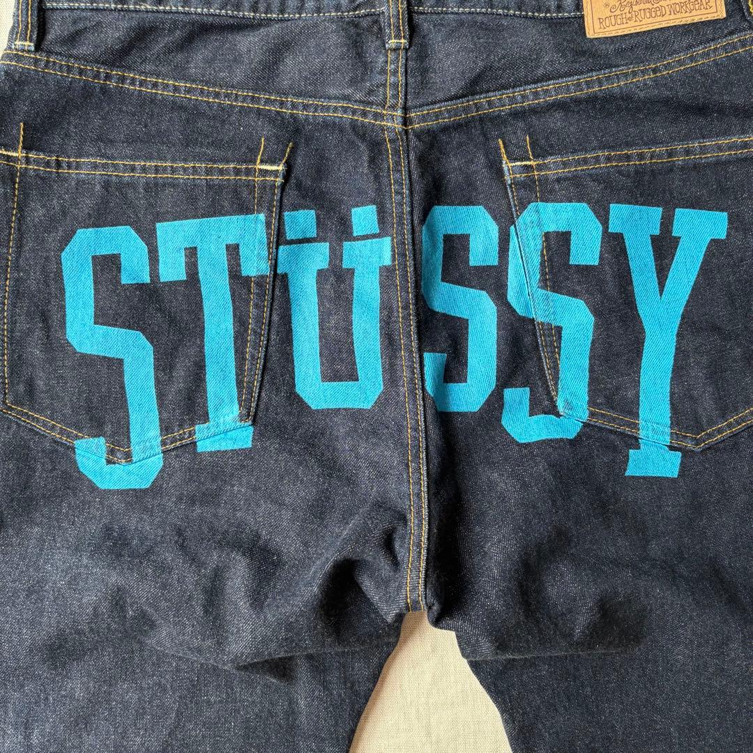希少 STUSSY ステューシー バックロゴ デニムパンツ ストリート 34