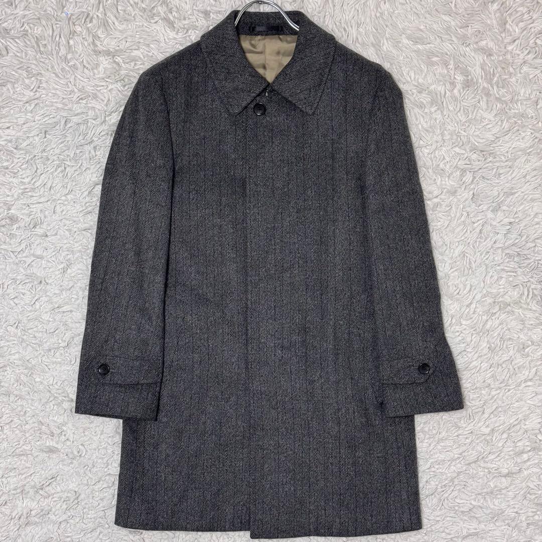 美品✨カシミヤ100 Mitsumineチェスターコート ヘリンボーン柄 グレー