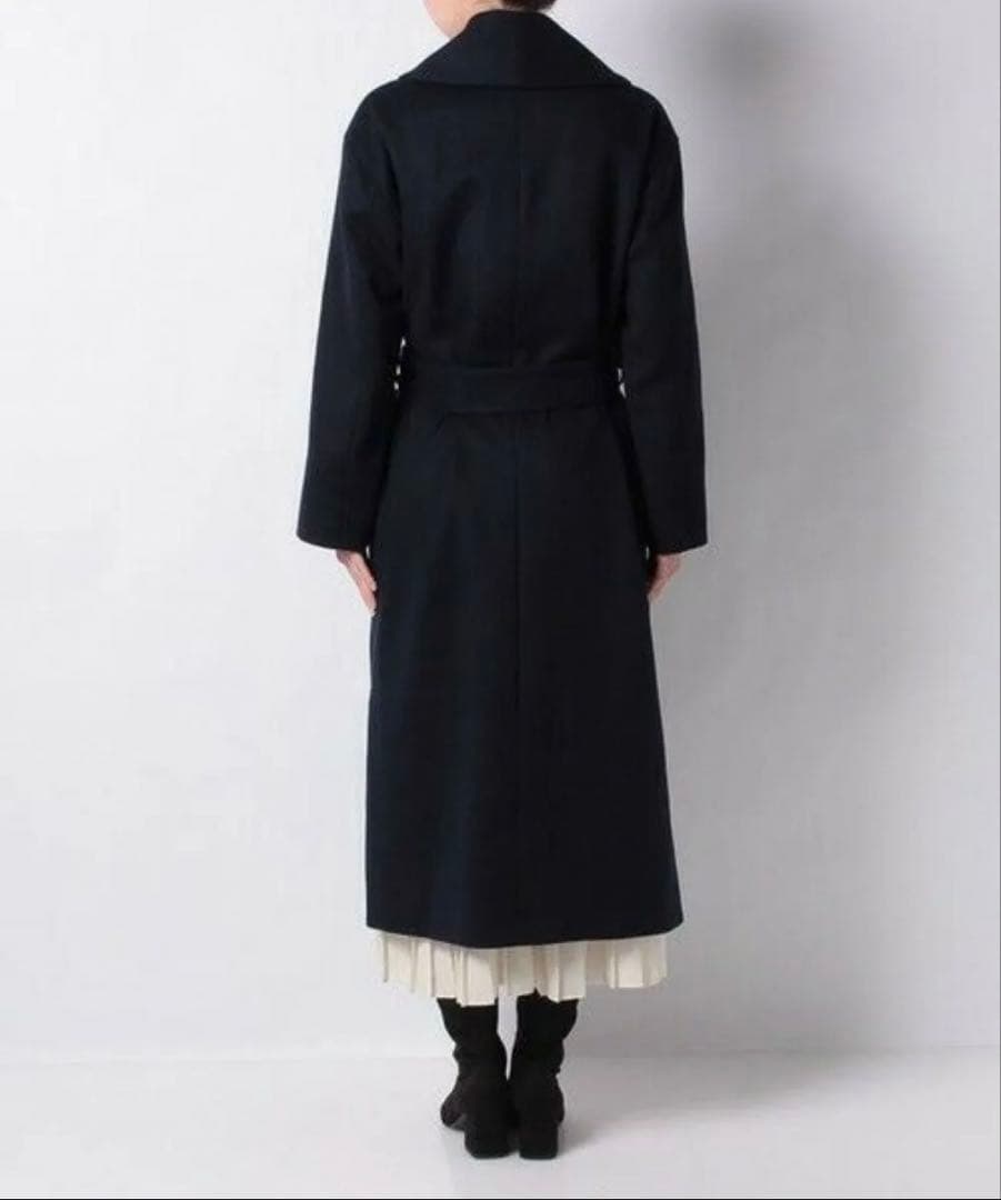アルアバイル ネイビー ロングコート ベルト付き