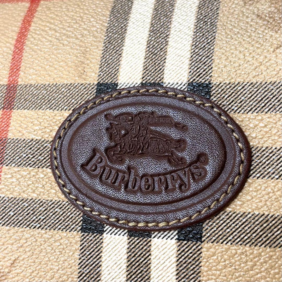 美品】バーバリー ミニボストン ノバチェック PVC レザー シャドーホース