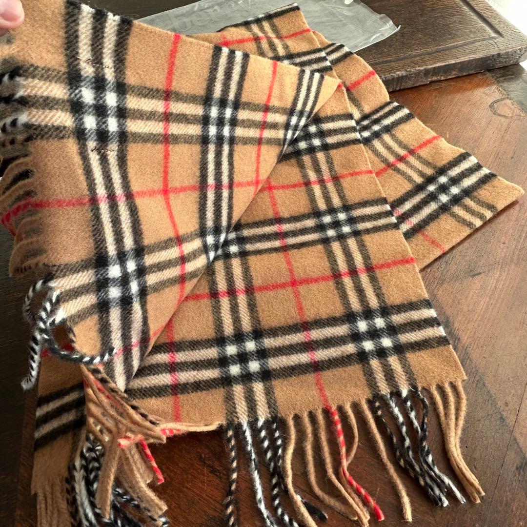 Burberrys ラムウール100%ノバチェックマフラー キャメル 未使用！