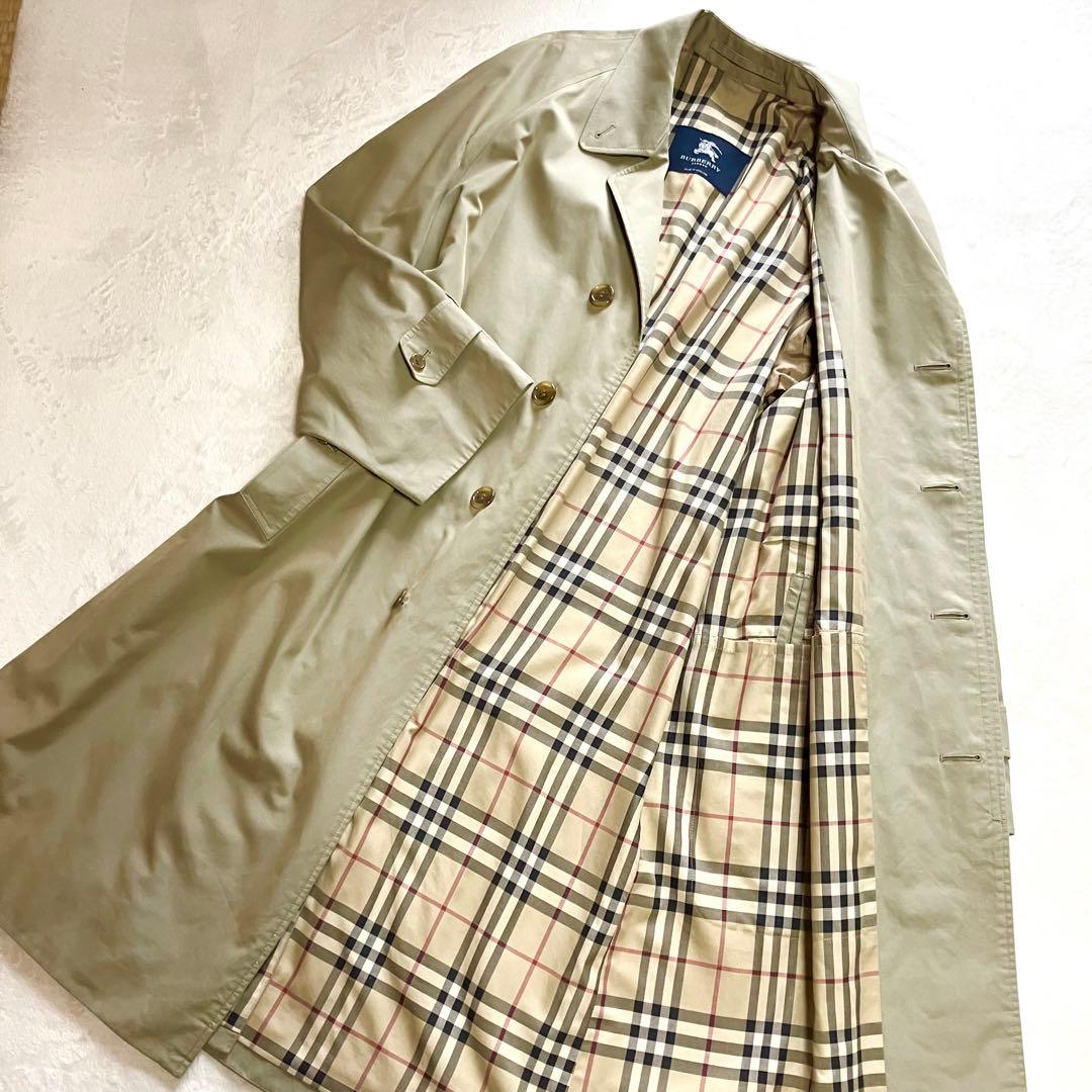 美品】2XL バーバリー ステンカラーコート ベルト ノバチェック 大きめ