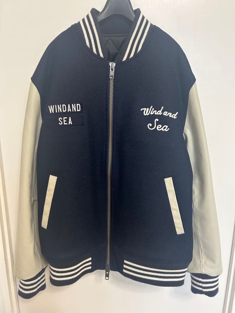 ナ*ル様 WIND AND SEA スタジャン ネイビー Stadium Jacket – WIND AND SEA