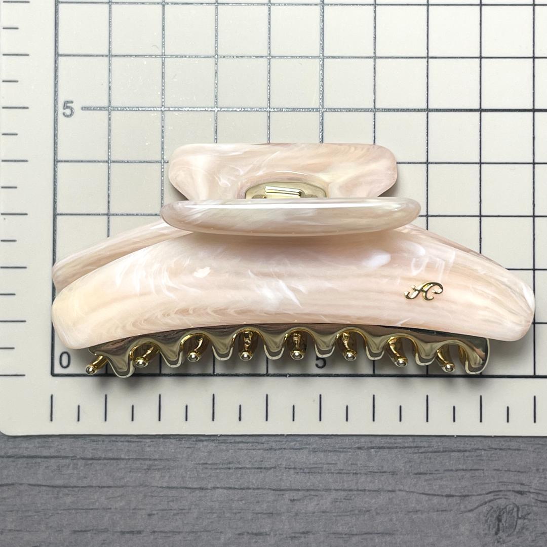 acca アッカ ヘアクリップ Mサイズ ミドル ピンク 大理石風 ゴールド