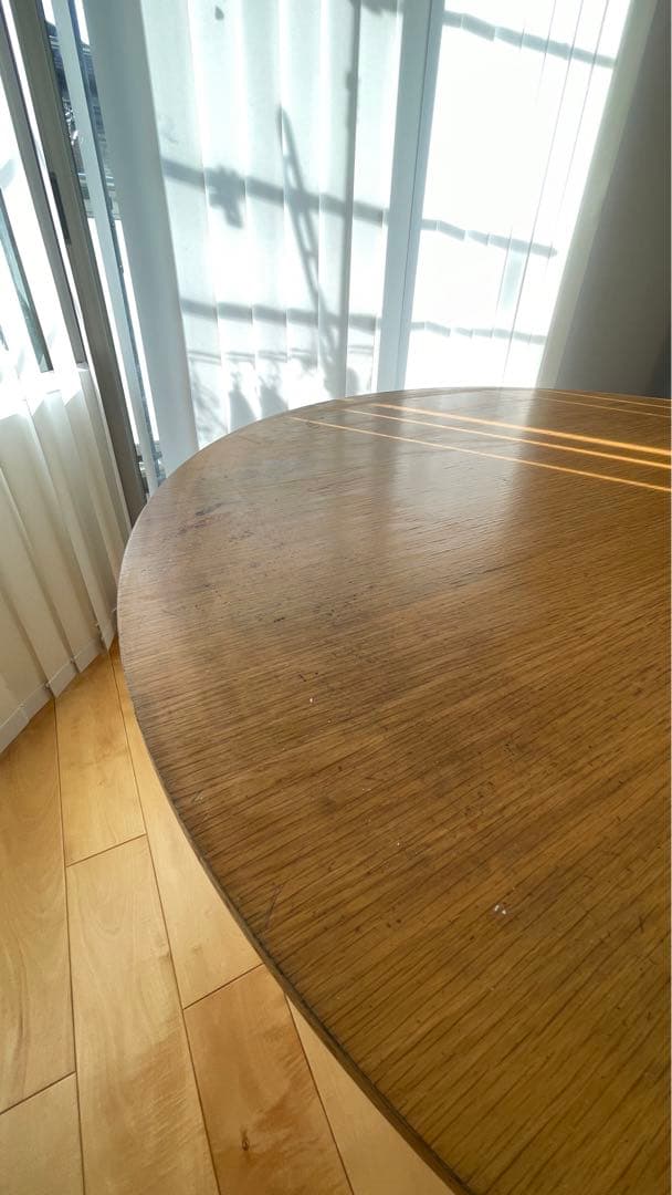 ☆無印良品 丸・サークル 天然木オーク材ダイニングテーブル 120cm