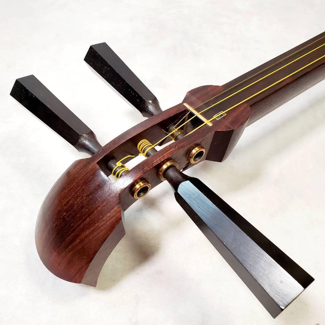 ジャンク】津軽三味線 東さわり 紅木 太棹 正寸 丸打胴 犬皮 三つ折り