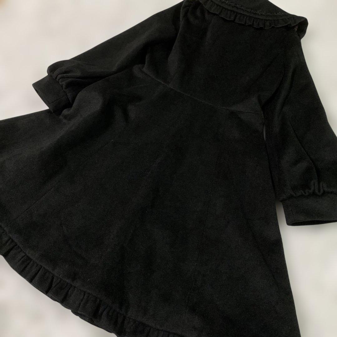 ♡美品♡アクシーズファムカワイイ ロングコート ブラック フリル M パール