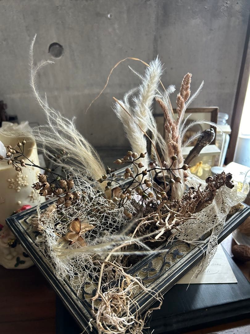 フランスアンティーク カトラリー レース フラワーアレンジメント 吉村みゆき