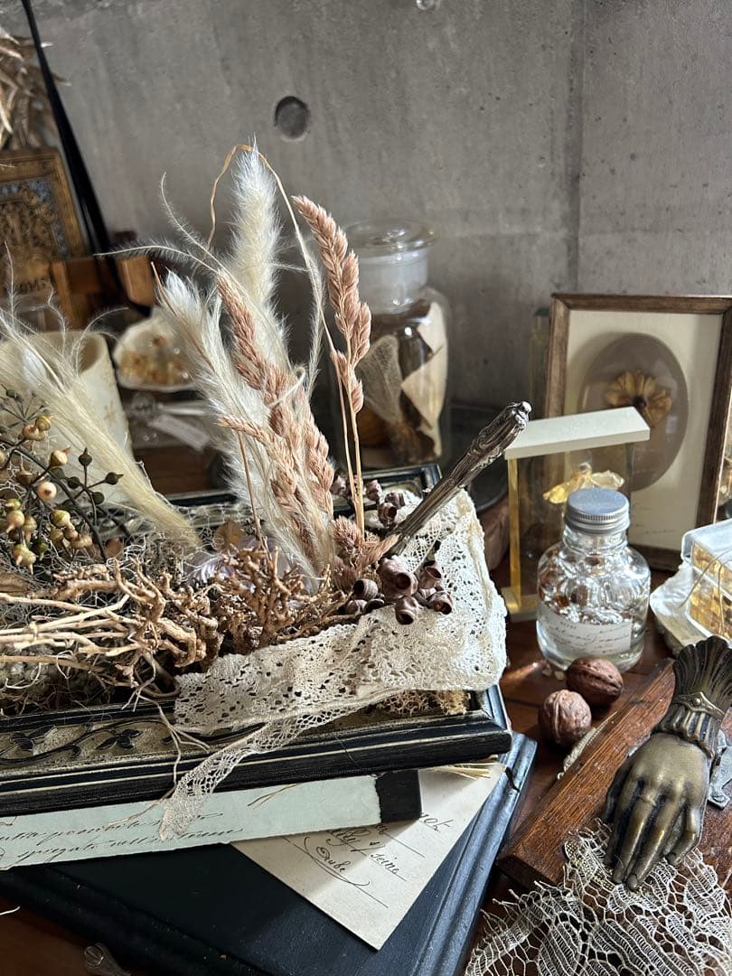 フランスアンティーク カトラリー レース フラワーアレンジメント 吉村みゆき