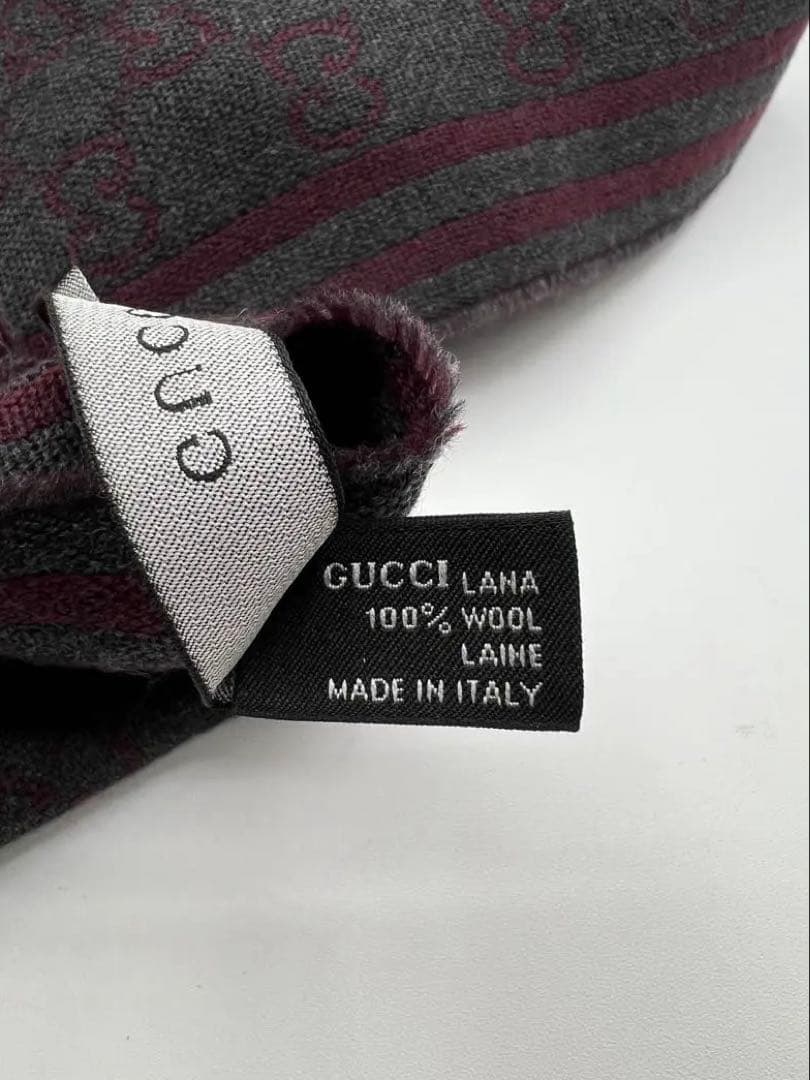 GUCCIグッチ インターロッキングG】ワインレッド グレー ツートン 秋冬