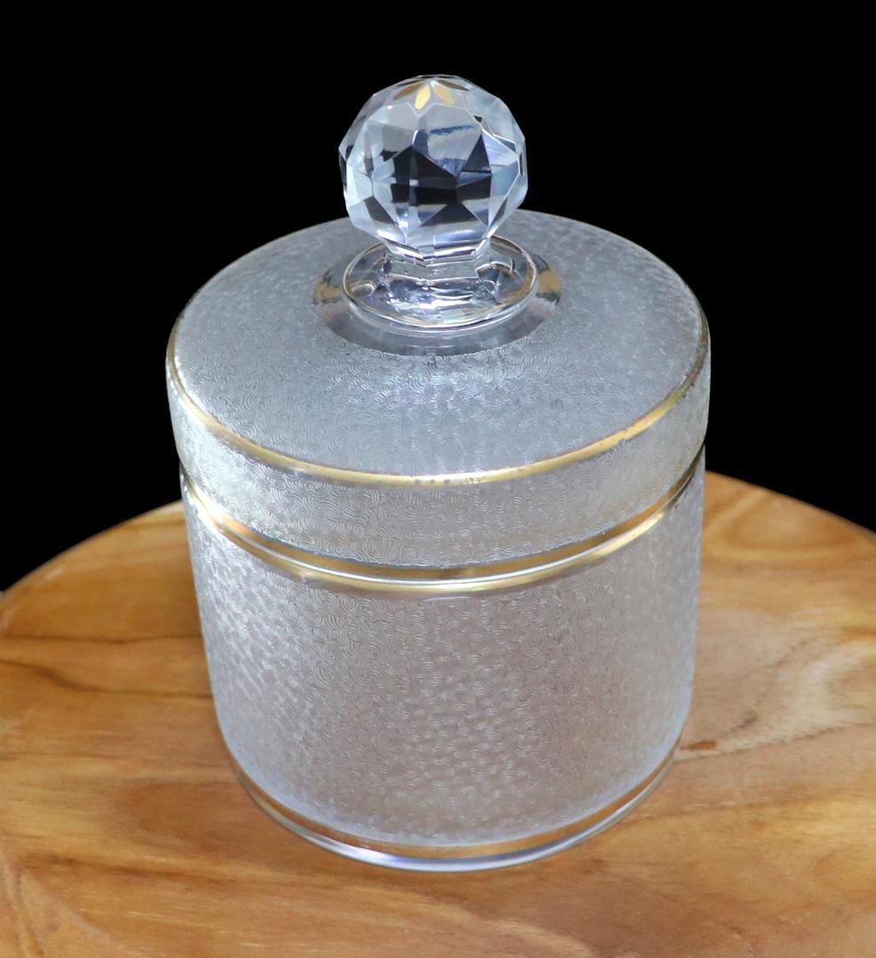 オールド・バカラ 春海商店特別注文品 青海波模様 金彩 蓋物 大サイズ