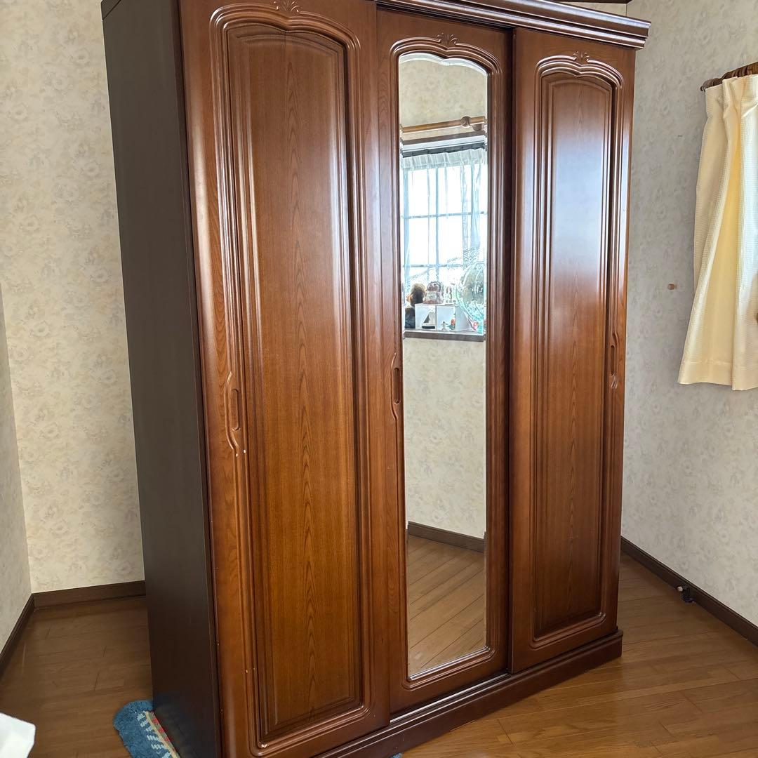 クローゼット 洋ダンス ミラー付き 収納ダンス スライド式 婚礼家具