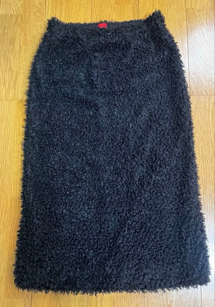 美品　HaaT イッセイミヤケ ボアスカート　タイトスカート　ブラック　黒 ISSEY MIYAKE HaaT（イッセイミヤケハート） 古着通販