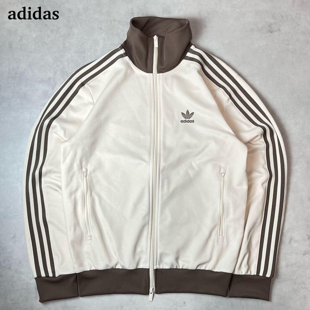 adidas トラックジャケット ライトベージュ モカブラウン L 新品XL⭐️adidas トラックジャケット 刺繍 ベージュ×モカブラウン