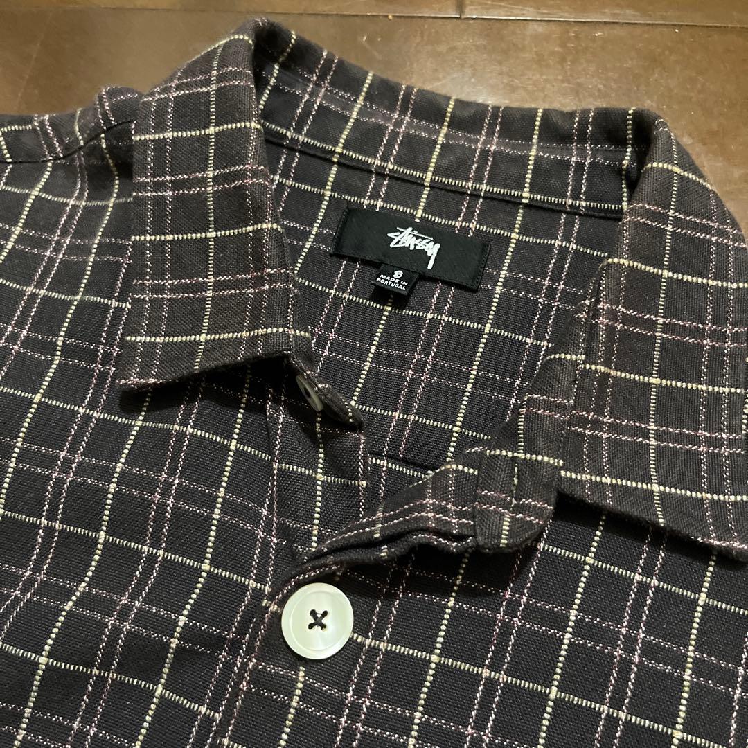 old Stussy Big button Plaid LS Shirt S - メルカリ