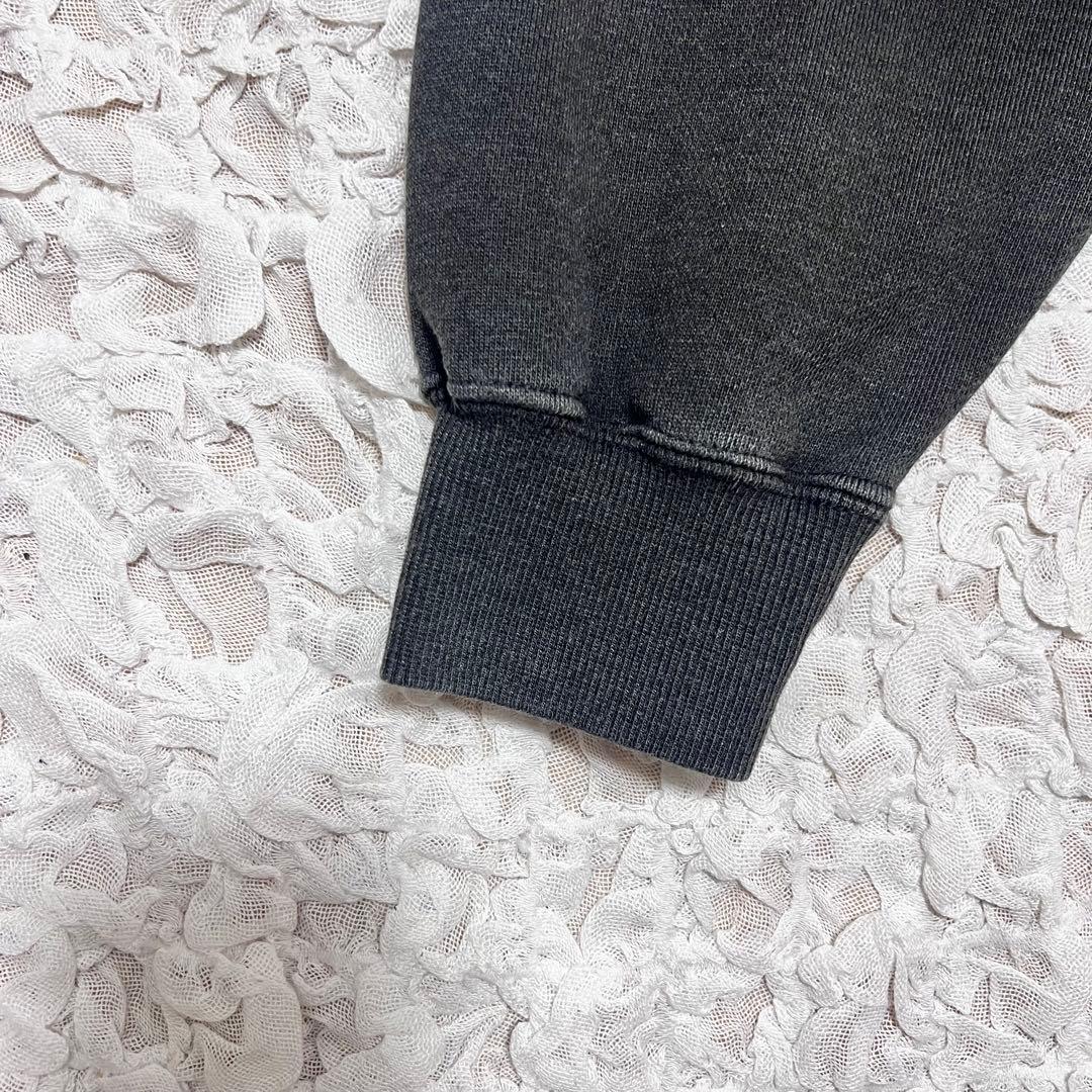 Schott』 スウェット スカル 刺繍 ピグメント加工 チャコールグレー M