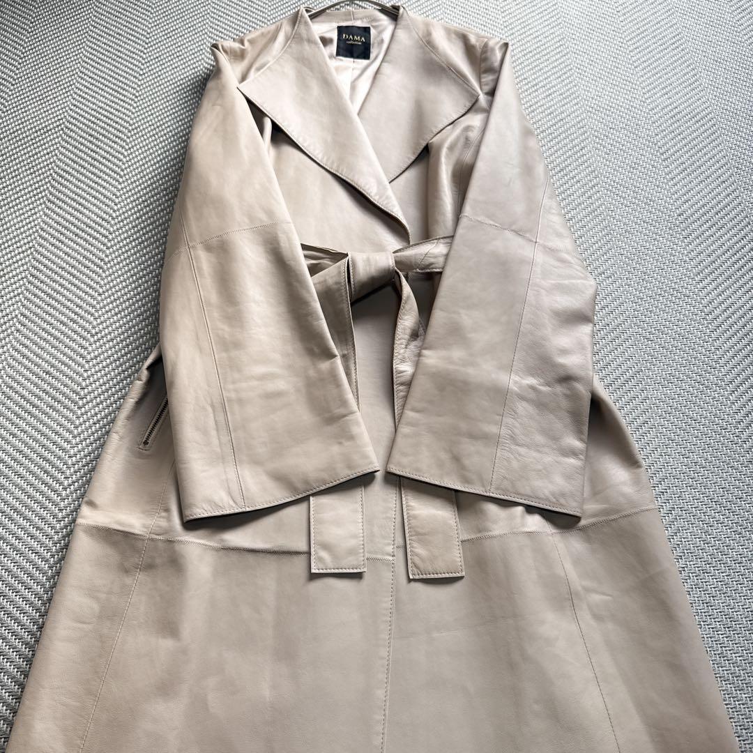 美品 ダーマコレクション 希少 羊革 ラムレザー ガウンコート ベルト