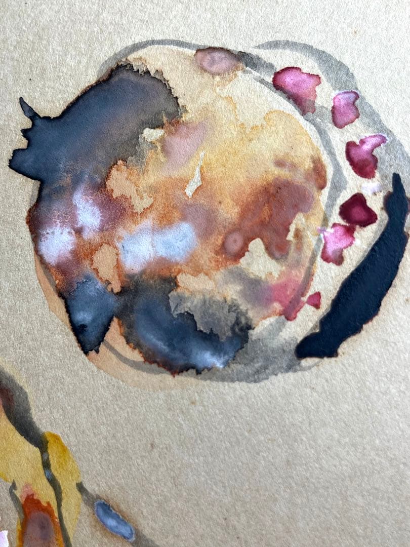 レア 水彩画 鬼頭鍋三郎 柘榴 直筆サイン 肉筆 希少 日本画 古美術