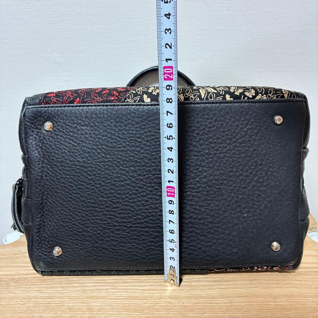 希少 印傳屋 ハンドバッグ JRA認定 鹿革 パッチワーク 繋ぎ 葡萄 蝶柄