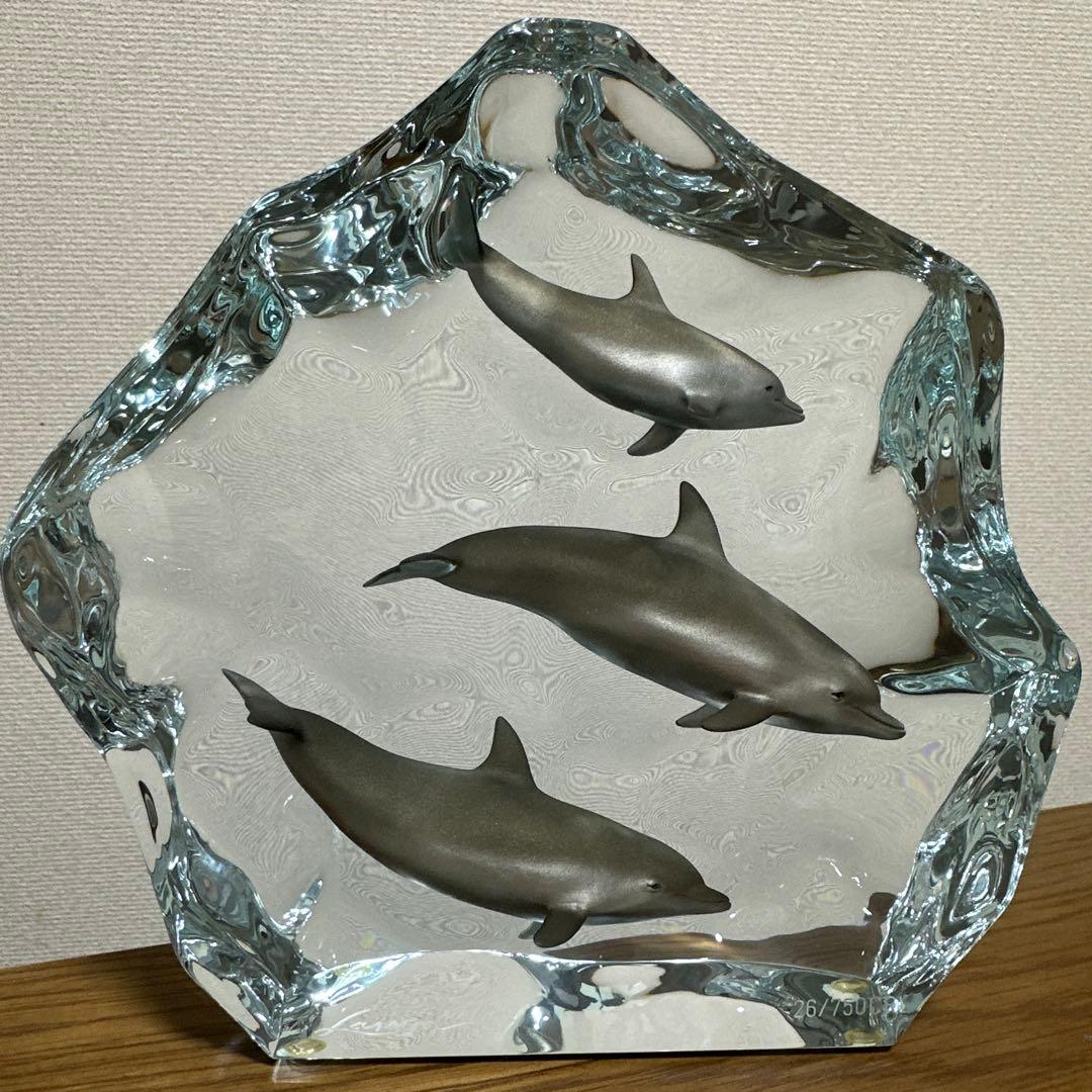 美品✨クリスチャン・リース・ラッセン イルカアクリルオブジェ彫刻
