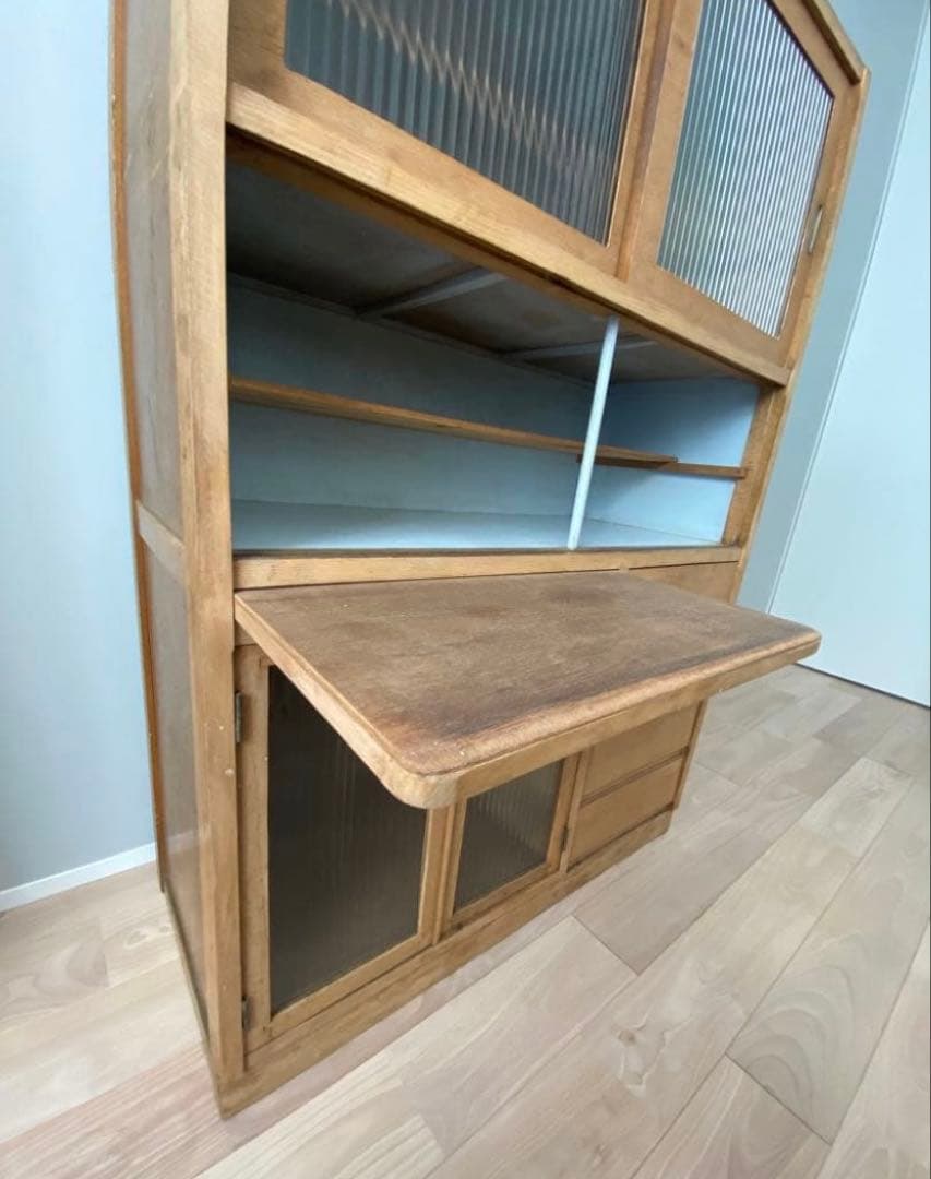 送料込】古い木の食器棚 水屋 一点もの古家具