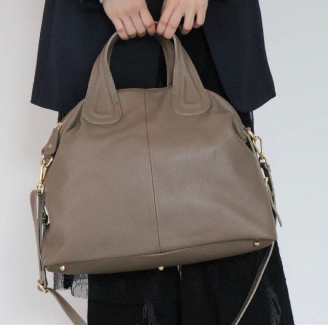 イタリア製ミレッラフィレンツェ グレー レザー ショルダーバッグ MILLELA FIRENZE ミレッラフィレンツェ ミニトートバッグ 10270561