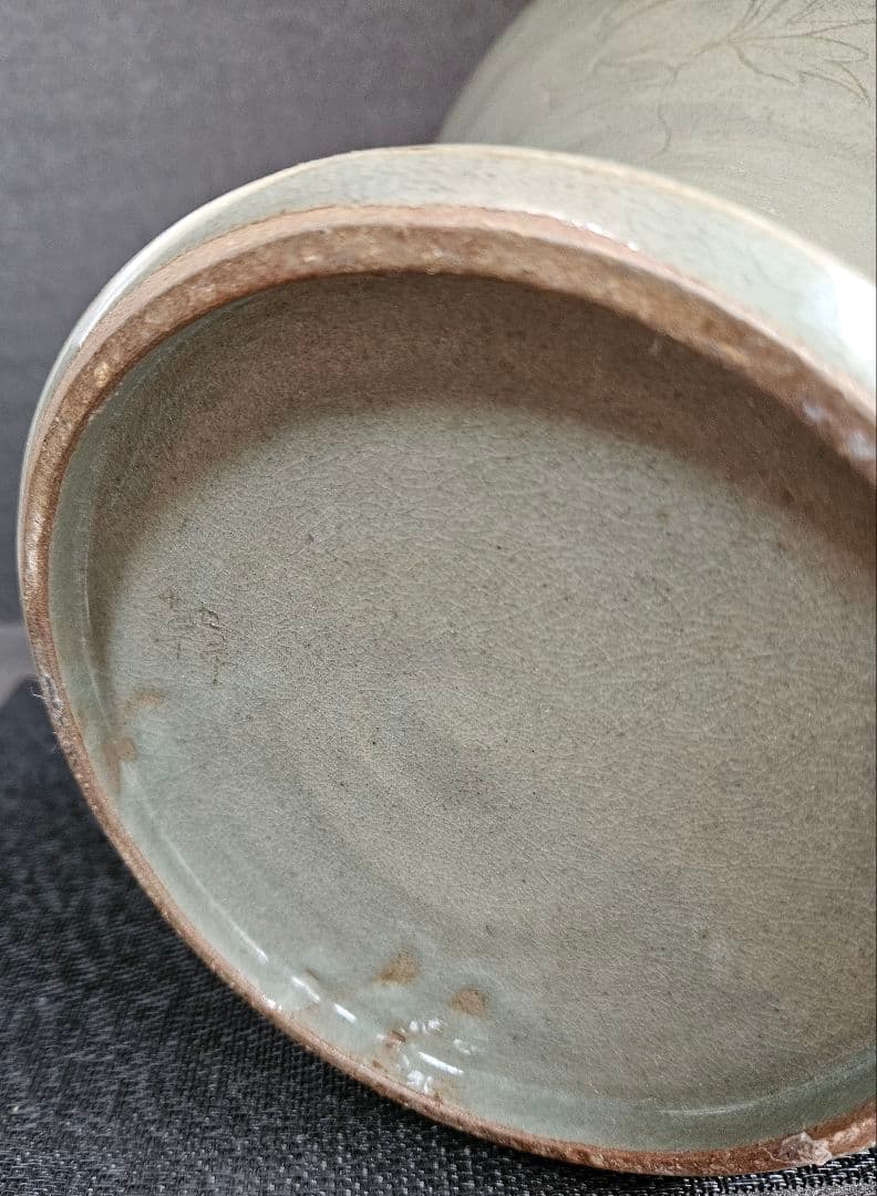 高麗青磁 象嵌 花唐草 瓔珞文様 陰刻牡丹図 大梅瓶 近代作品 高