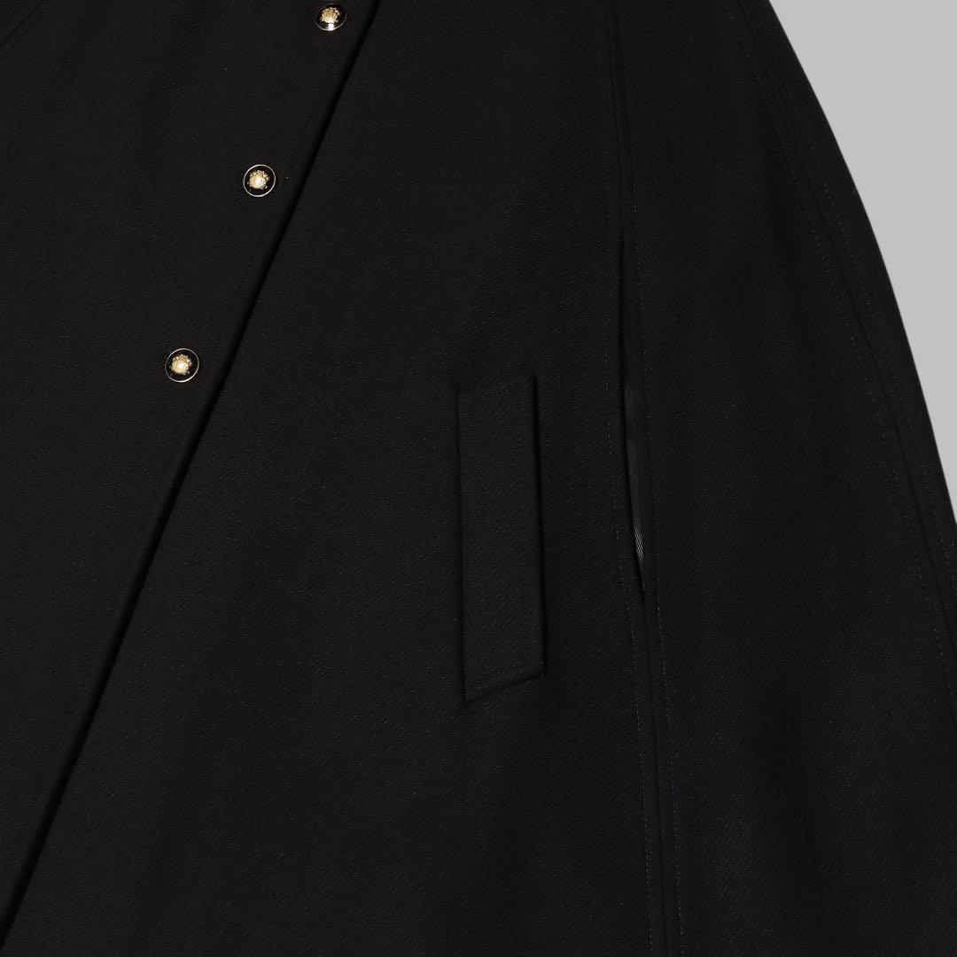美品☆L☆ZARA☆ケープコート☆ウール ポンチョ☆ブラック☆金ボタン