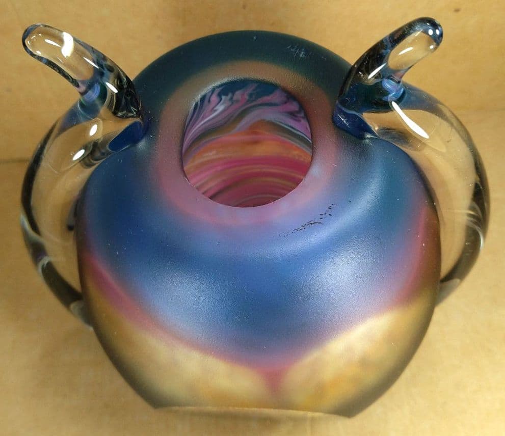 黒木国昭 手吹きガラス花器 銘:夢 共箱 栞 無傷美品 ガラス工芸 2025年