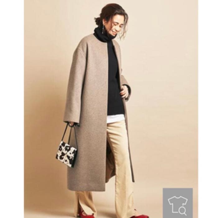 ユナイテッドアローズ BEAUTY&YOUTH ビーバーノーカラーロングコート