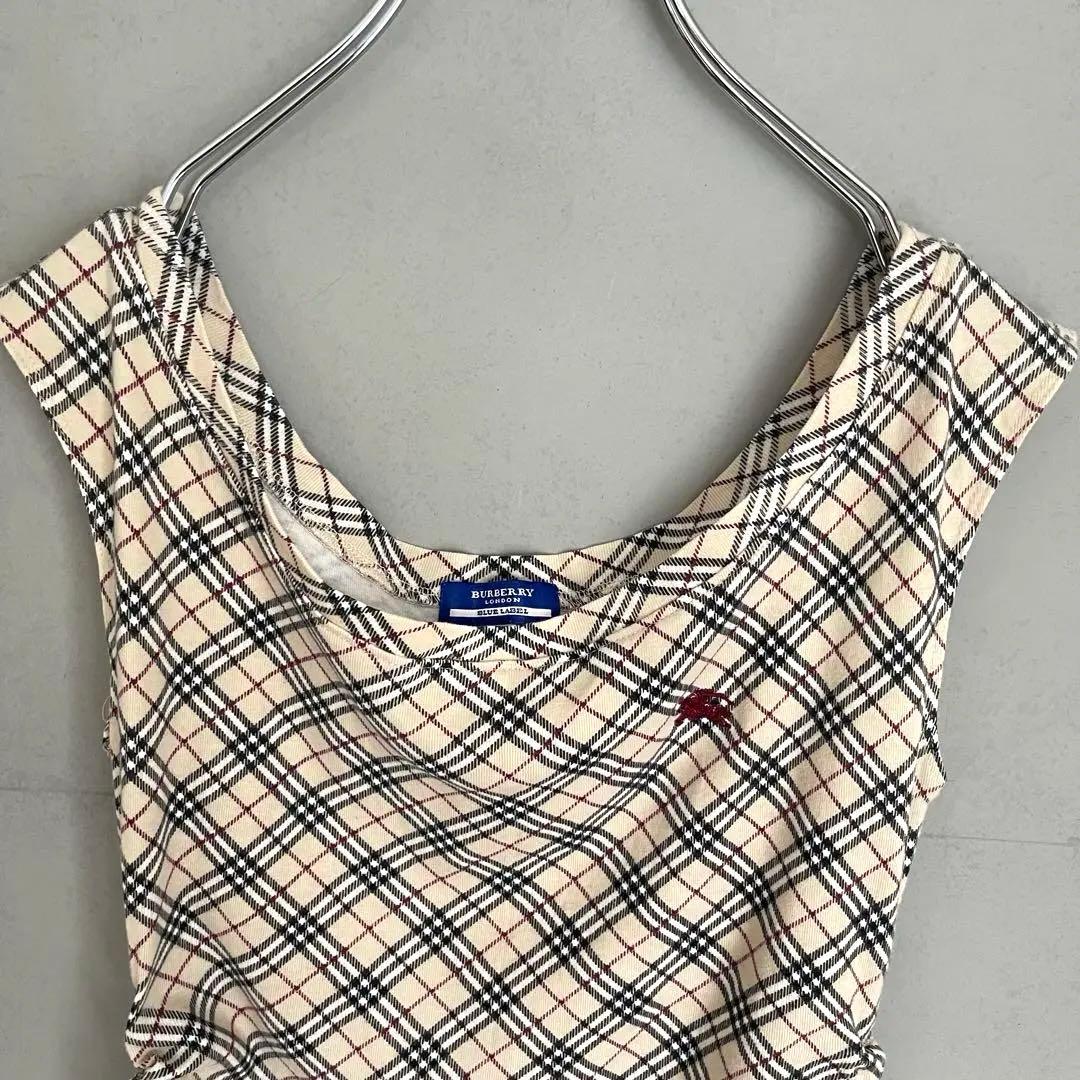 美品✨バーバリーブルーレーベル ノバチェック ノースリーブ タンク
