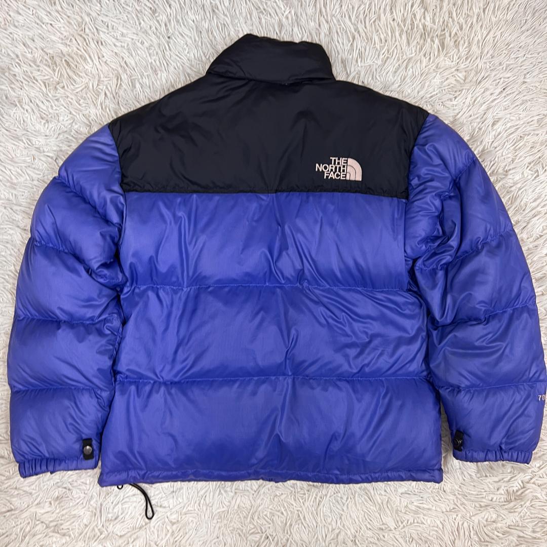 《美品》ザノースフェイス ヌプシ ダウンジャケット メンズ 青／黒 95 (M)