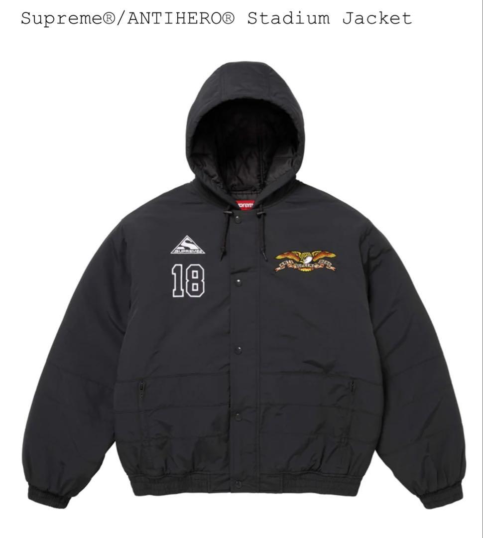 ジャケット・アウター Supreme x ANTIHERO Stadium Jacket Black 中古・古着通販】Supreme (シュプリーム) ANTIHERO (アンタイヒーロー