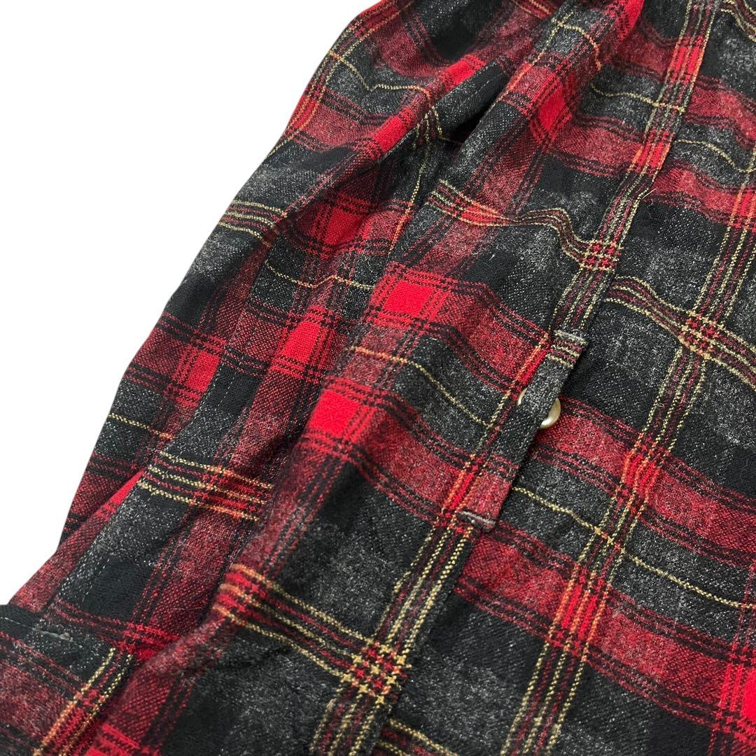 40s】PENDLETON タータンチェック柄 ガウン ノーカラーコート L