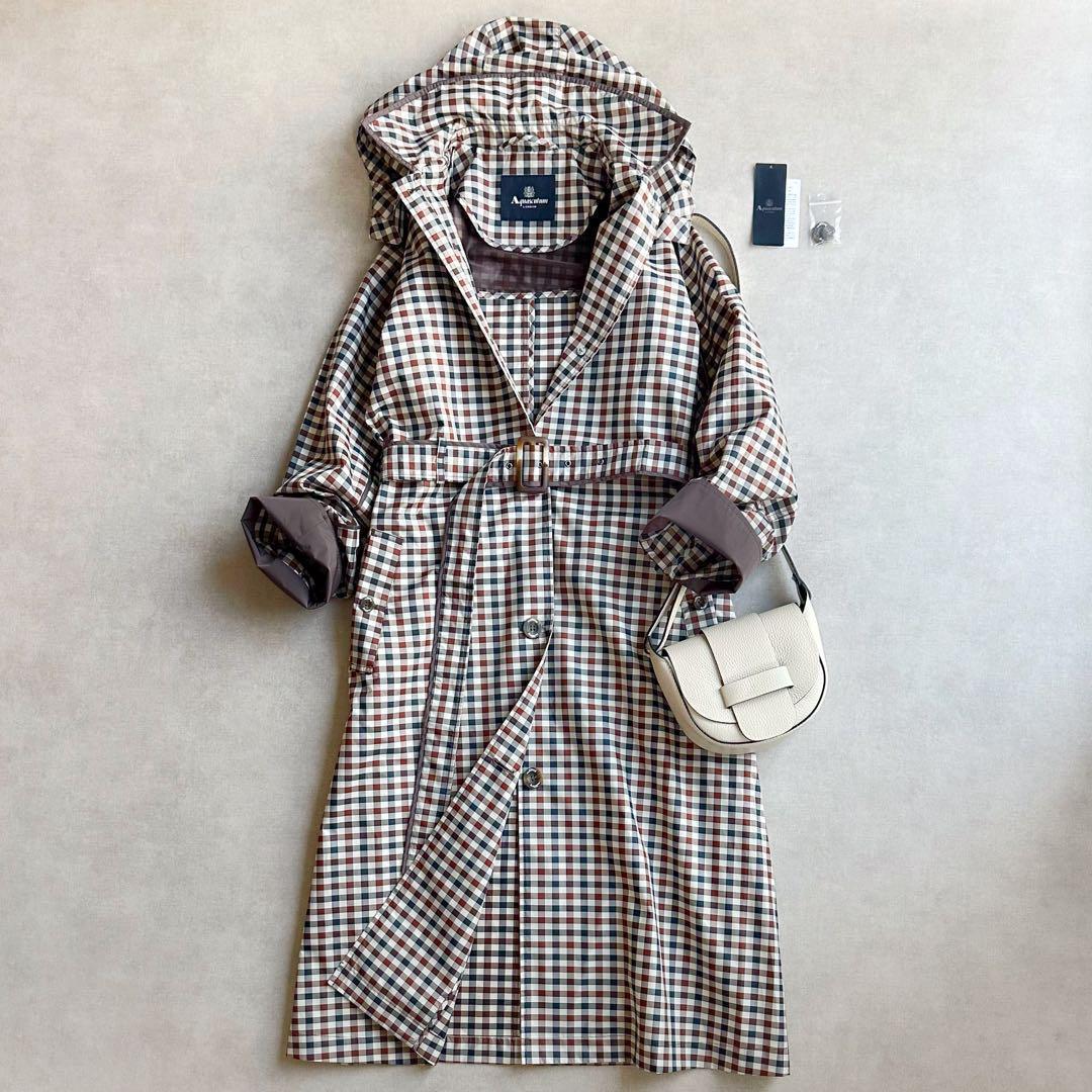 極美品▲Aquascutum アクアスキュータム /レインコート クラブチェック クラブチェックタフタ レインコート