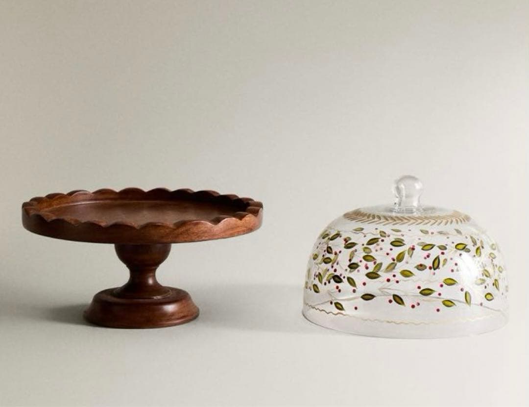 ZARA HOME クリスマスウッドスタンド付きケーキドーム【新品•タグ付き