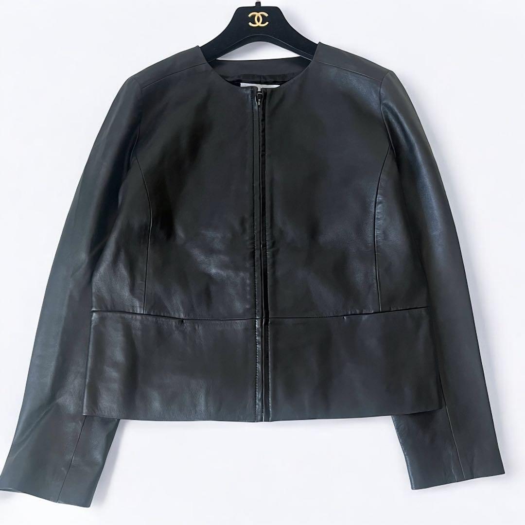 美品 アンタイトル 羊革 ラムレザー ノーカラージャケット Lサイズ UNTITLED（アンタイトル） 美品 定価39.900円□UNTITLED ラムレザー