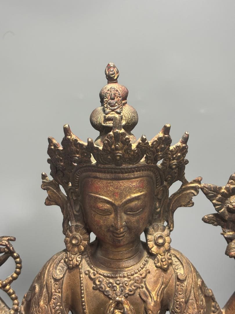 仏教古美術 純銅静座観音 四腕観音仏像文化遺産 文化財仏像伝承