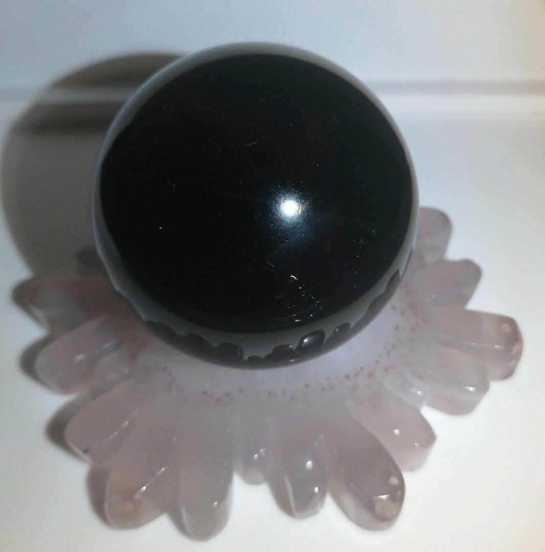 【新品】5.4cm　中玉のモリオンのちょこっと透けてるスフィア