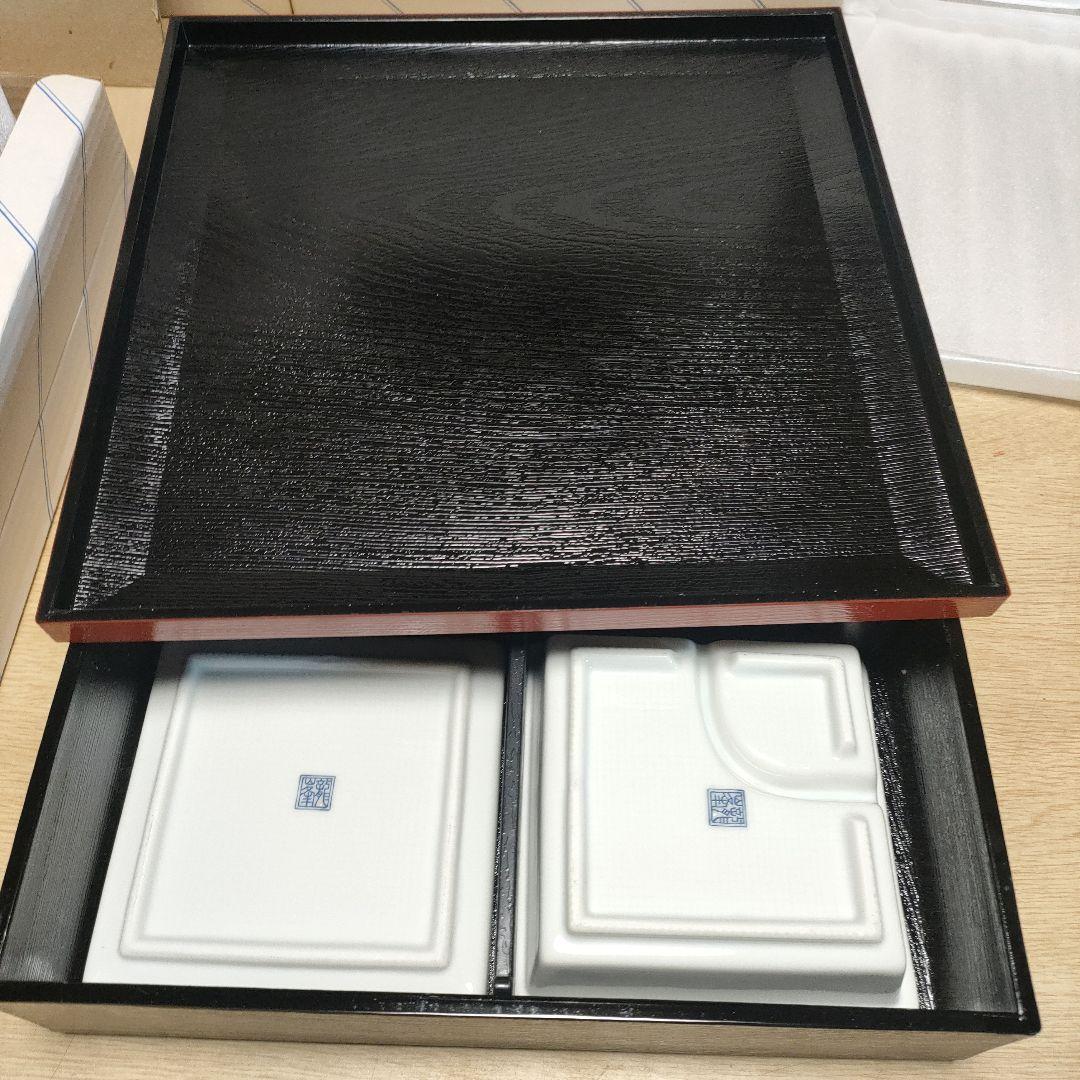 松花堂弁当箱 10個まとめて 龍峰窯 緑葉彩花