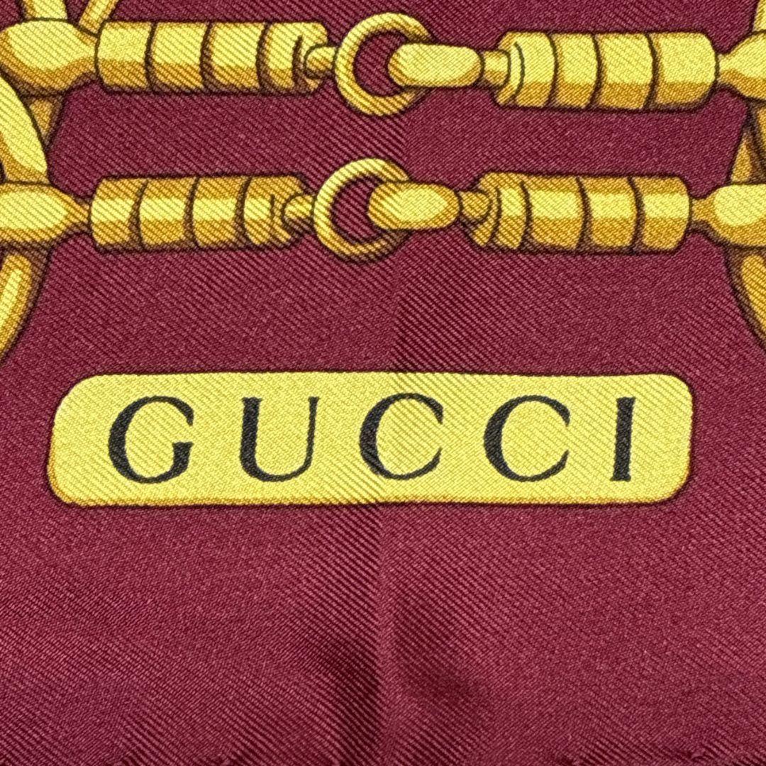 美品☆GUCCI グッチ シルク イタリア製 ベルト柄 スカーフ ポケットチーフ