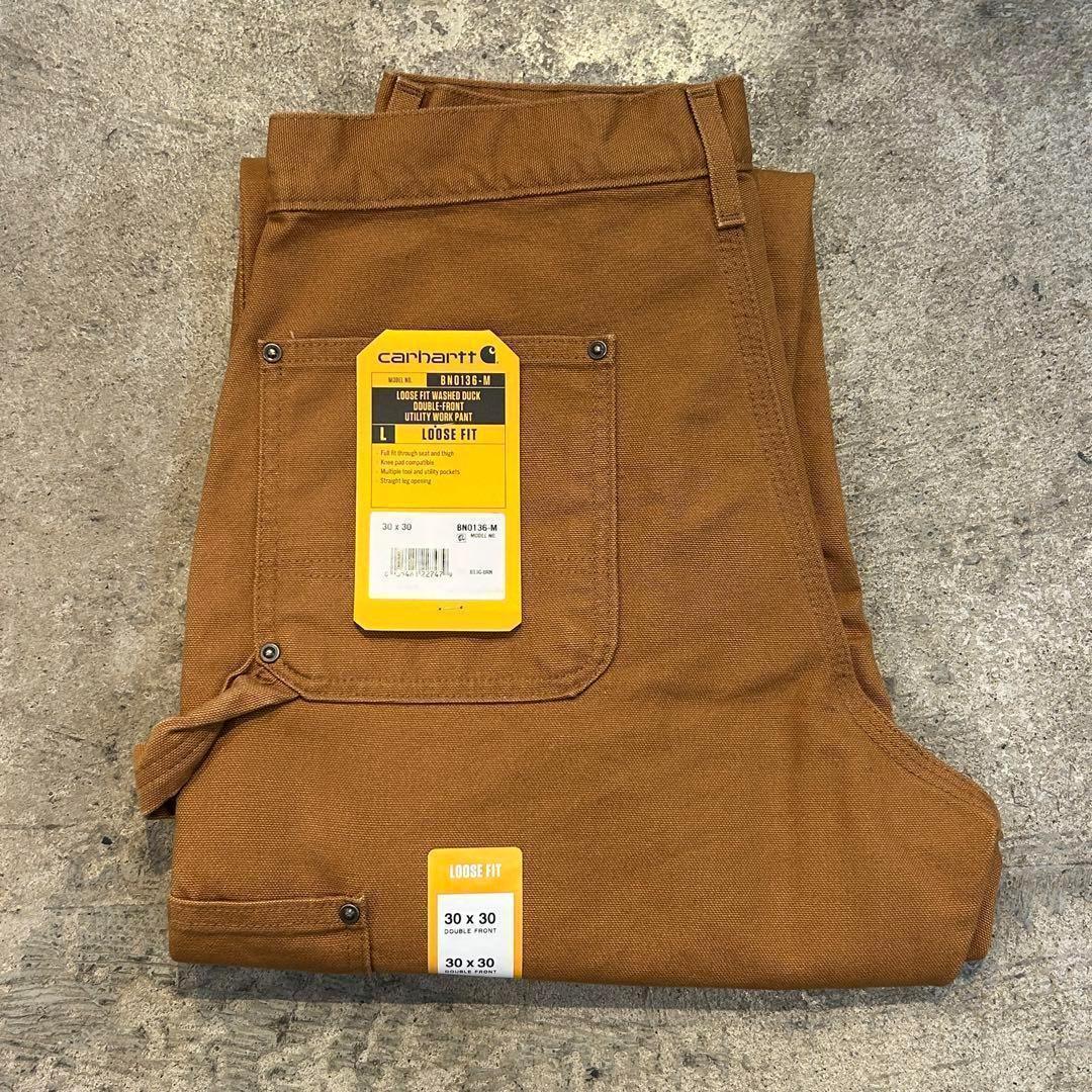 新品 カーハート B136 ウォッシュド ダック ダブルニー パンツ茶 W30