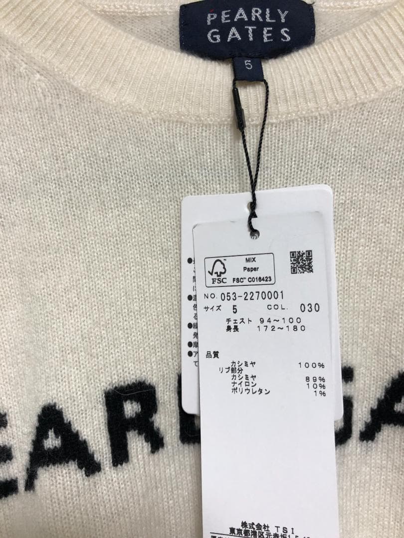 完売 未使用タグ付き パーリーゲイツ セーター カシミヤ 5 L オフ