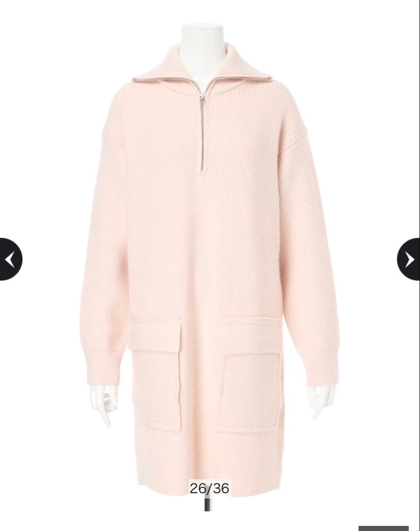 新品 アルページュストーリー ハーフジップ ミニ ニットワンピース ピンク